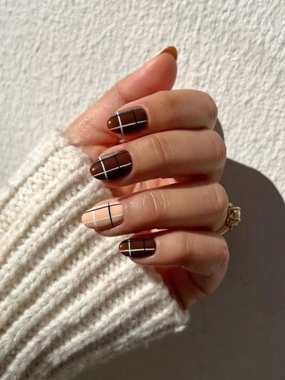 unghie tartan autunnali